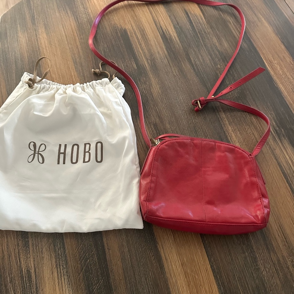 Hobo Red Leather Crossbody Bag